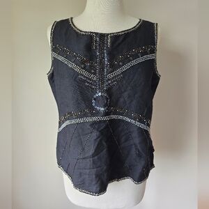 Dress U By Sharon Womens Black Embellished Tank Top Size 14.